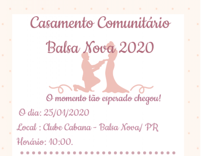 Casamento Comunitário 25/01/2020