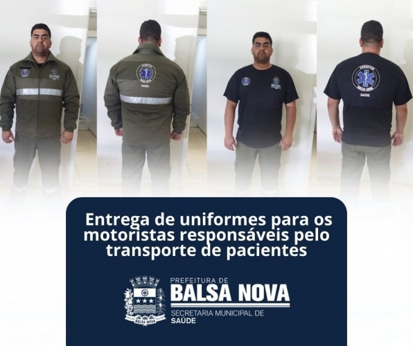 Entrega de uniformes para os motoristas responsáveis pelo transporte de pacientes