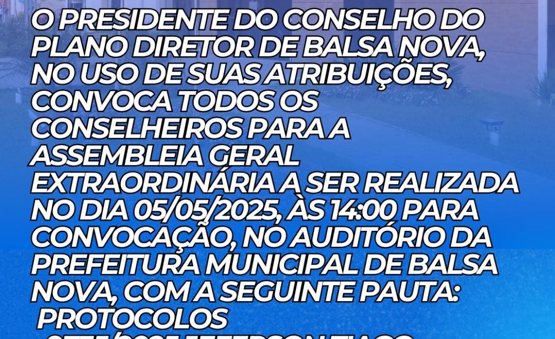 Edital de Convocação de Assembleia Geral Extraordinária