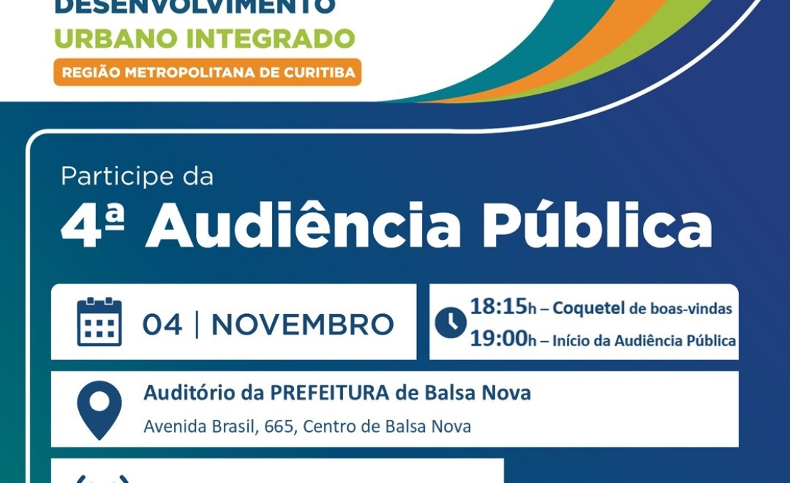 Quarta Audiência Pública do PDUI-RMC será dia 04/11