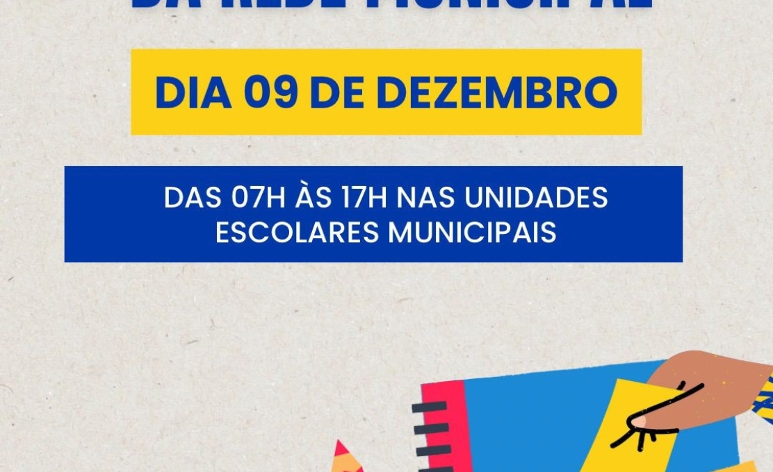 Eleição de Diretores da Rede Municipal - Dia 09/12 das 07h às 17h nas Escolas Municipais