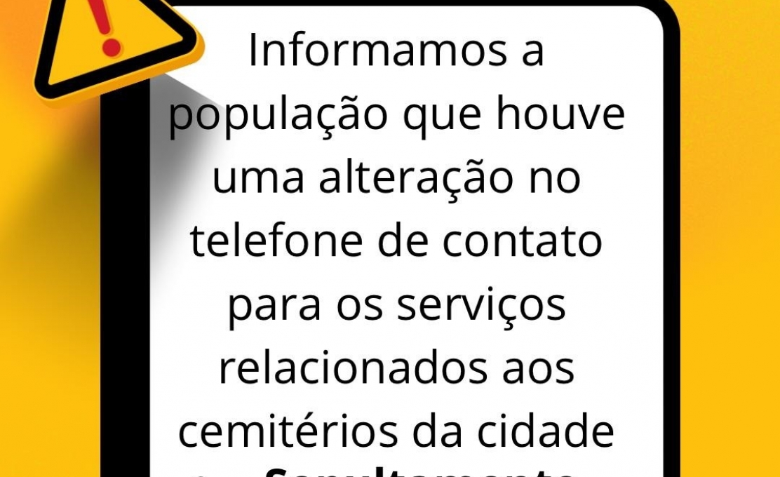 Alteração no contato para serviços relacionados ao Cemitério