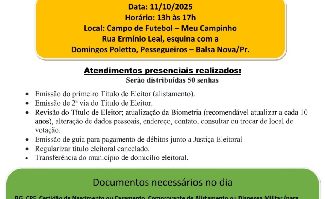 O Projeto Cidadania Plena estará no Pessegueiros dia 11/10 entre 13h e 17h