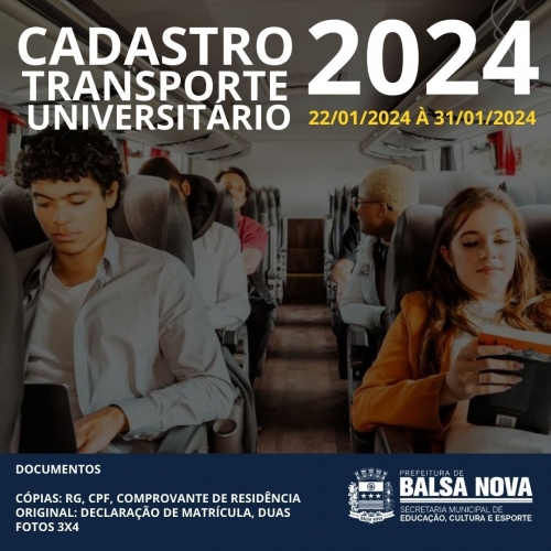 REALIZAÇÃO DE CADASTRO PARA TRANSPORTE UNIVERSITÁRIO 2024