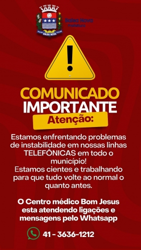 Problemas de instabilidade em nossas linhas telefônicas