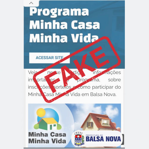 FAKENEWS DE INSCRIÇÃO MINHA CASA MIHA VIDA