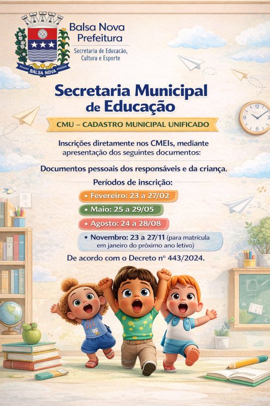 Inscrições para o Cadastro Municipal Unificado