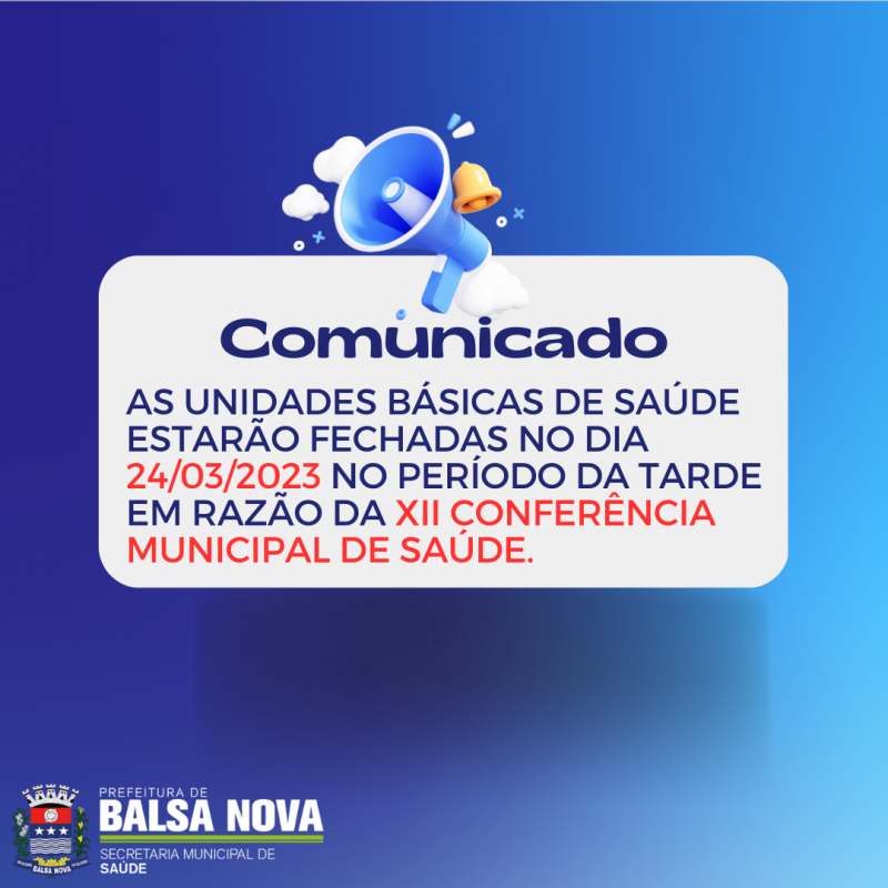 COMUNICADO DE FECHAMENTO DAS UNIDADES BÁSICAS DE SAÚDE NO DIA 24/03/2023